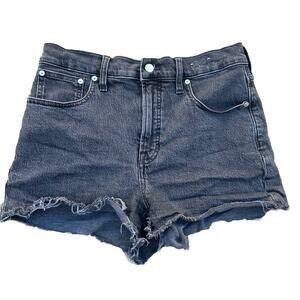 Madewell The Perfect Jean Short High Waisted Distressed Hem Black Size 29